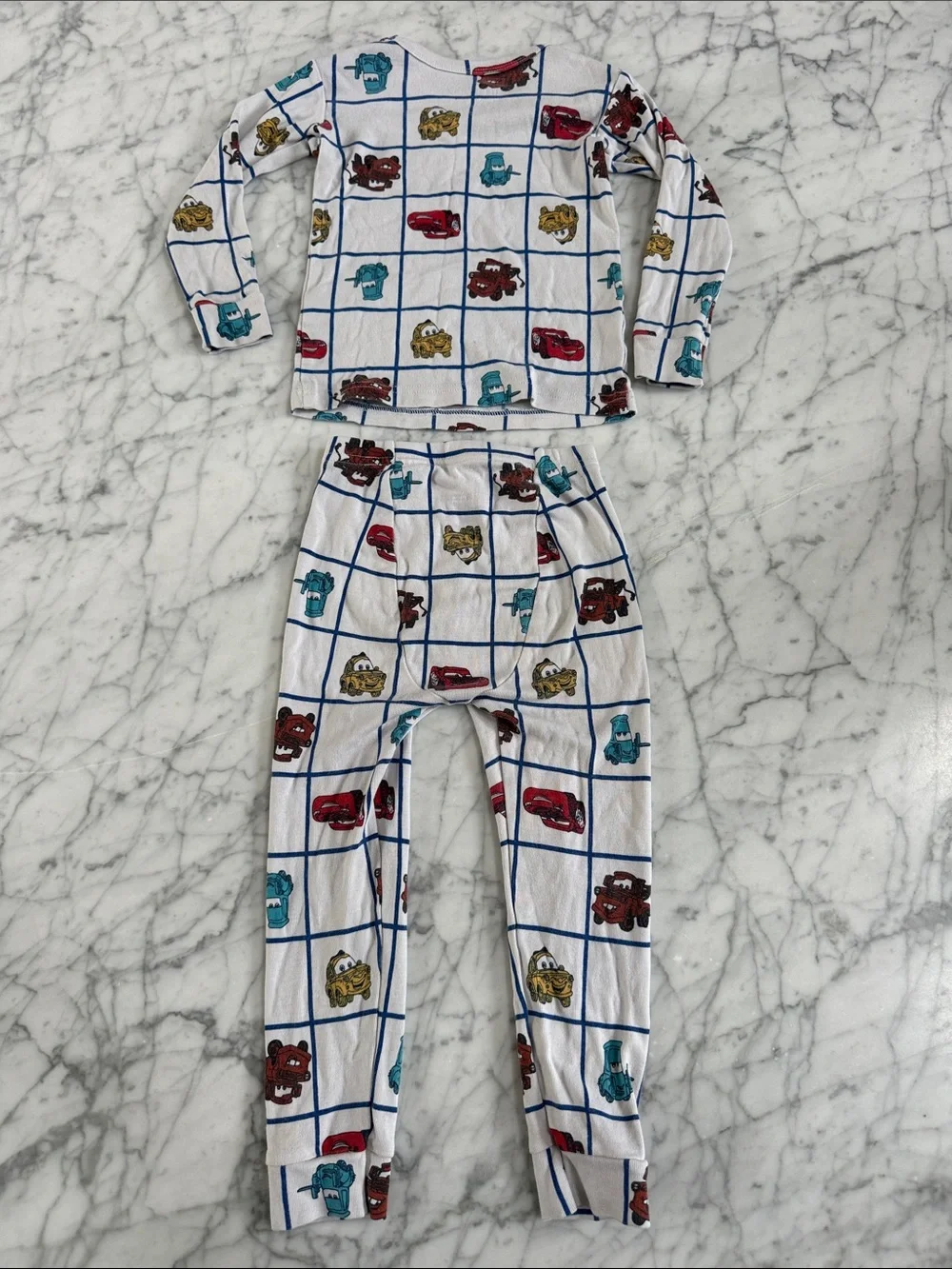 Kids Disney Cars Sz 3T Grid Print Pajama Set Gap Organic Cotton
